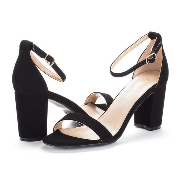 Dream Pairs Black Suede Ankle Strap Pumps- Size 10 - Picture 2 of 11